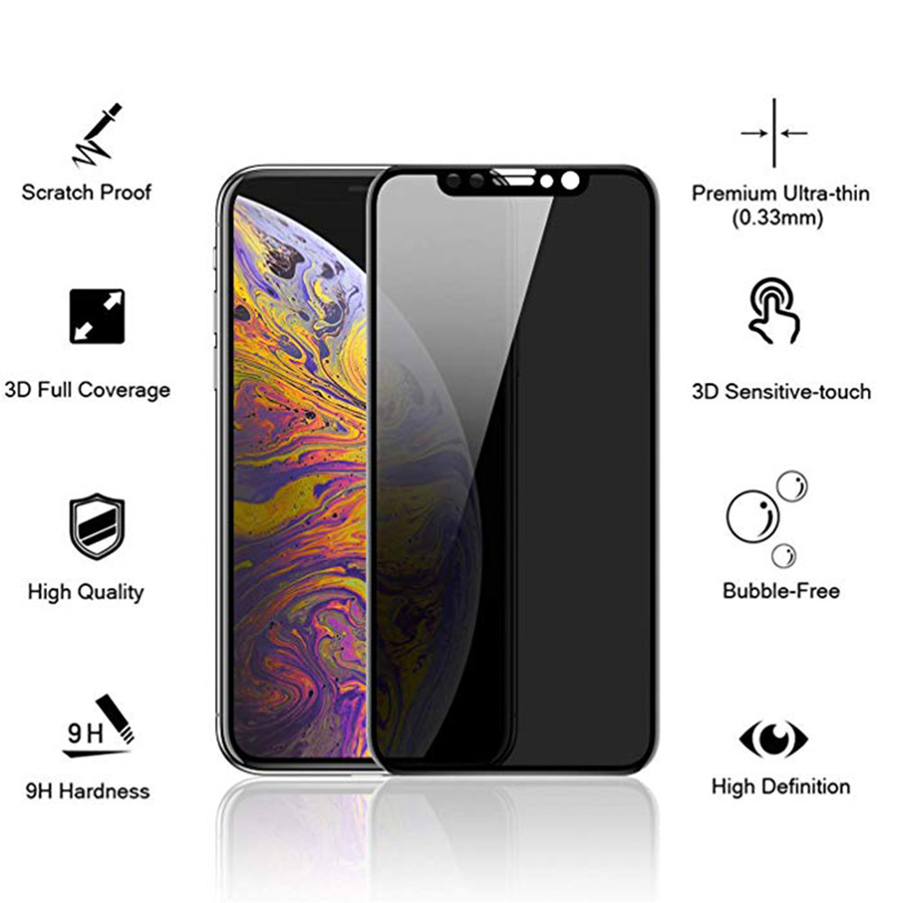 ProGuard iPhone X/XS 3-PACK FullCover Anti-Spy Skärmskydd 9H