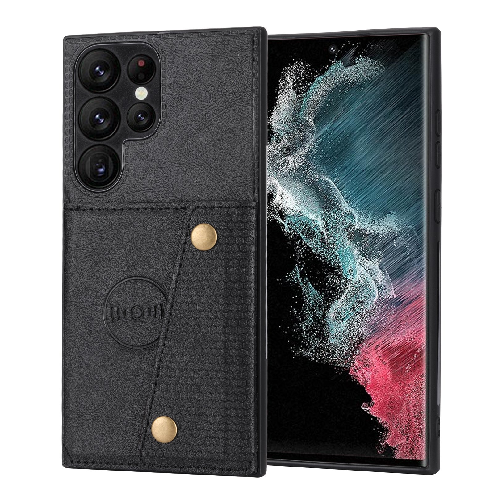 Galaxy S24 Ultra - Lyxigt PC-läder retro flip-fodral i plånboksstil