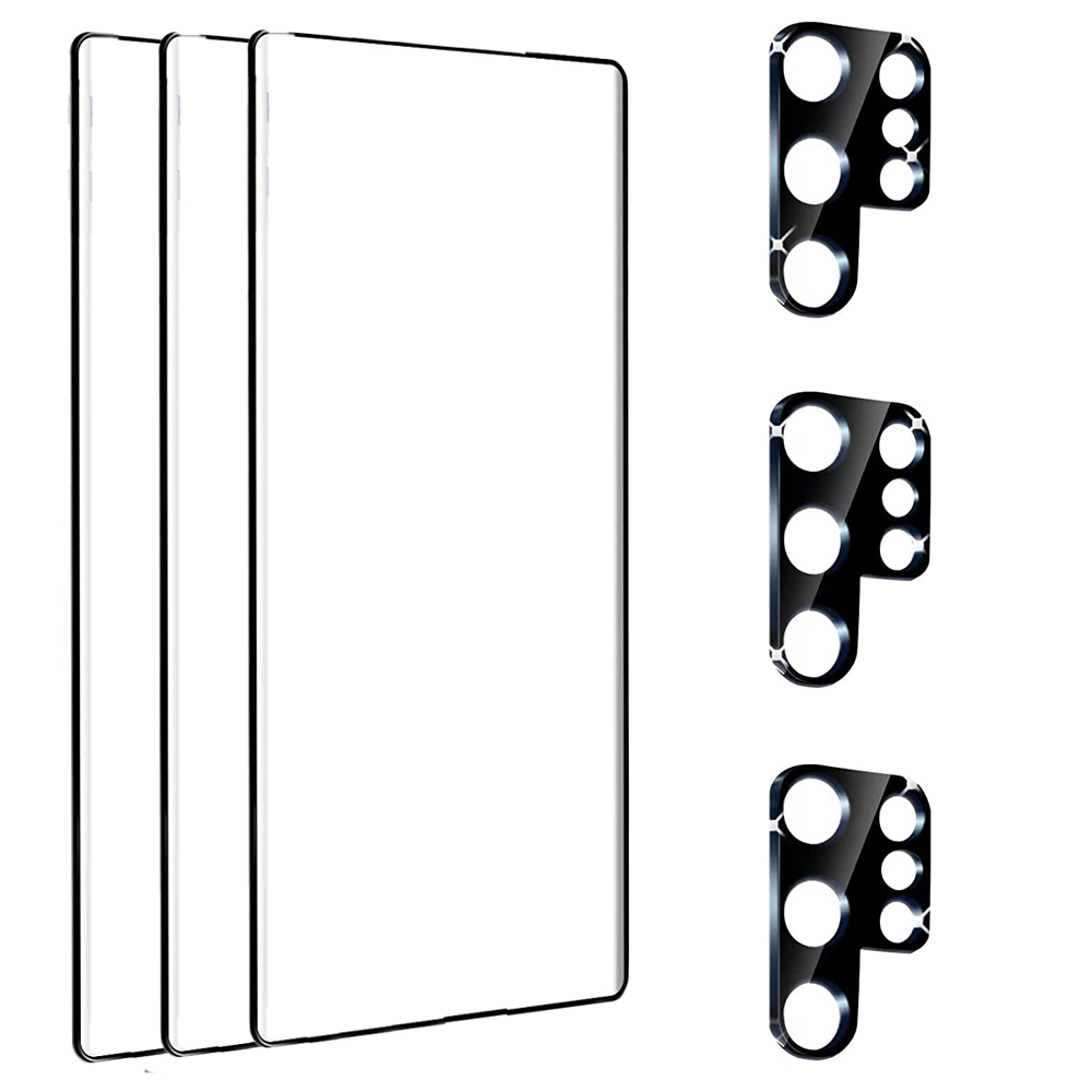 Galaxy S23 Ultra - Skärmskydd 3D + Kameralinsskydd (3-PACK!)