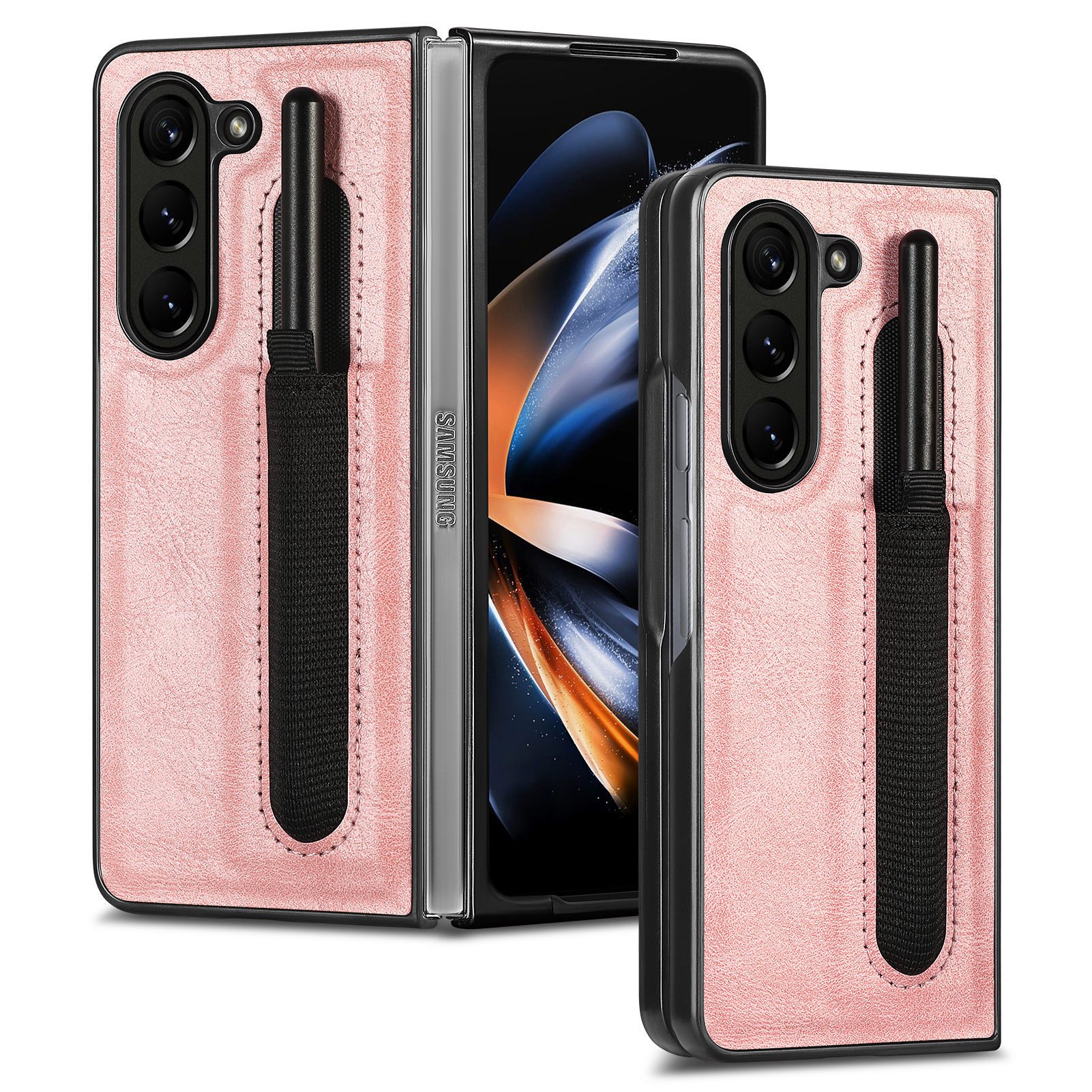 Läderfodral med pennhållare för Samsung Galaxy Z Fold 5