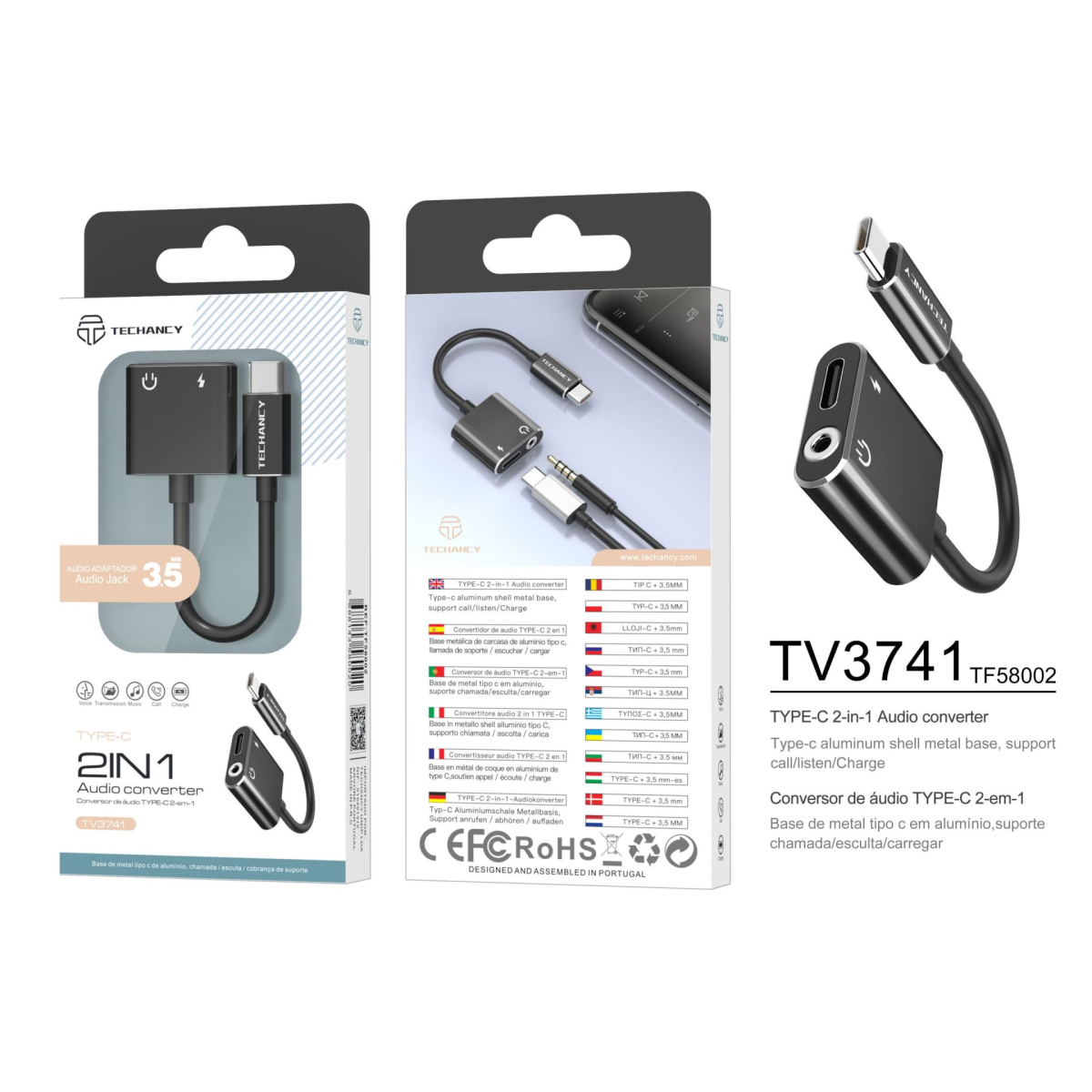 Smart USB Typ-C till 3.5mm Adapter och Laddning